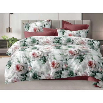 Pościel 200x220 bawełna satynowa róże czerwoen  PK785 z PRZEŚCIERADŁEM